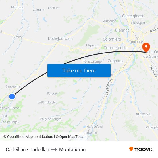 Cadeillan - Cadeillan to Montaudran map