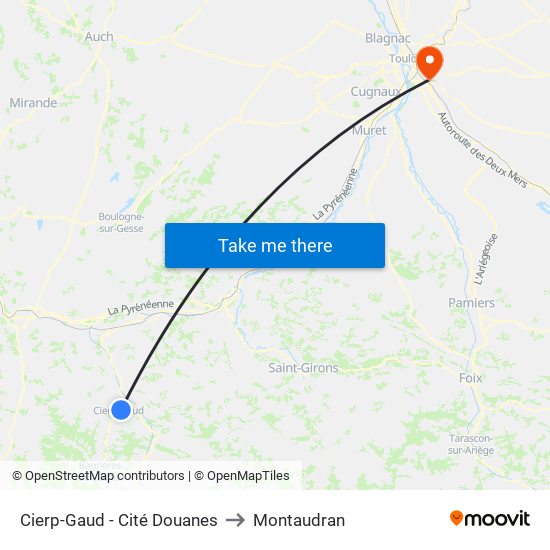 Cierp-Gaud - Cité Douanes to Montaudran map