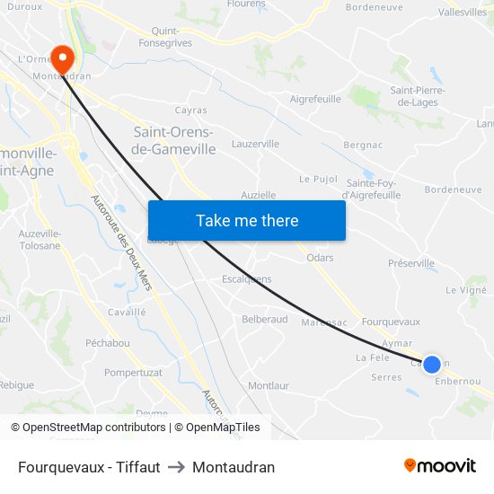 Fourquevaux - Tiffaut to Montaudran map