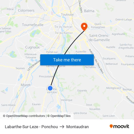 Labarthe-Sur-Leze - Ponchou to Montaudran map