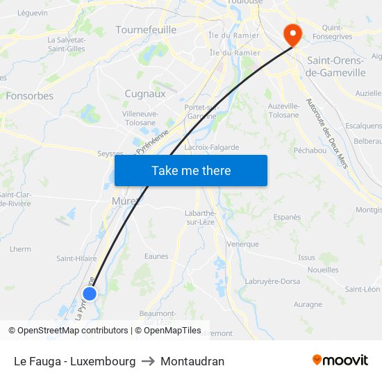 Le Fauga - Luxembourg to Montaudran map