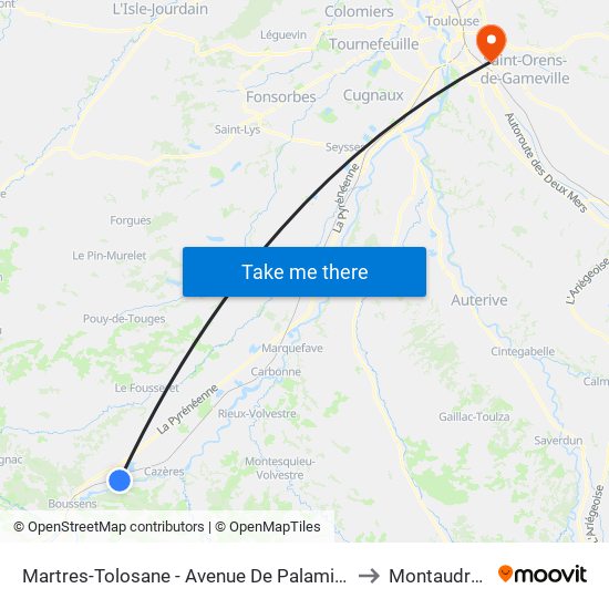 Martres-Tolosane - Avenue De Palaminy to Montaudran map