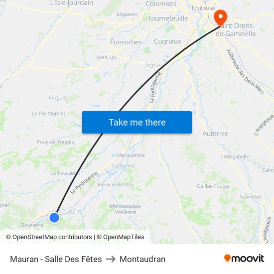 Mauran - Salle Des Fêtes to Montaudran map