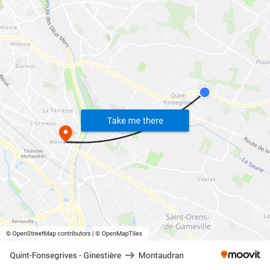 Quint-Fonsegrives - Ginestière to Montaudran map