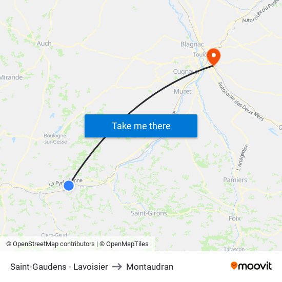 Saint-Gaudens - Lavoisier to Montaudran map