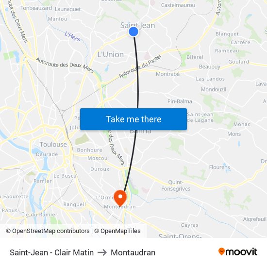 Saint-Jean - Clair Matin to Montaudran map