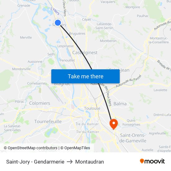 Saint-Jory - Gendarmerie to Montaudran map