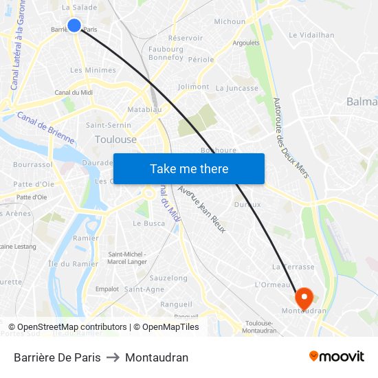 Barrière De Paris to Montaudran map
