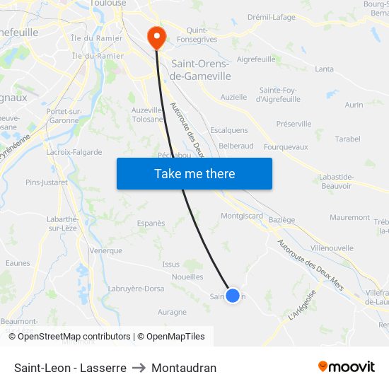 Saint-Leon - Lasserre to Montaudran map