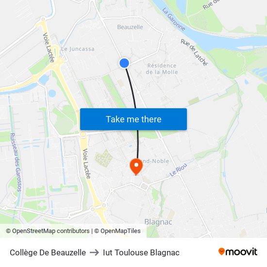Collège De Beauzelle to Iut Toulouse Blagnac map