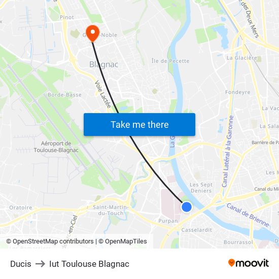 Ducis to Iut Toulouse Blagnac map