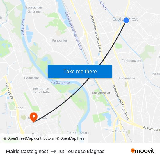 Mairie Castelginest to Iut Toulouse Blagnac map