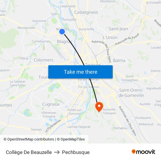 Collège De Beauzelle to Pechbusque map