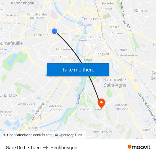 Gare De Le Toec to Pechbusque map