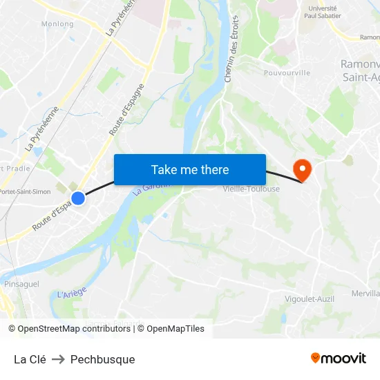 La Clé to Pechbusque map