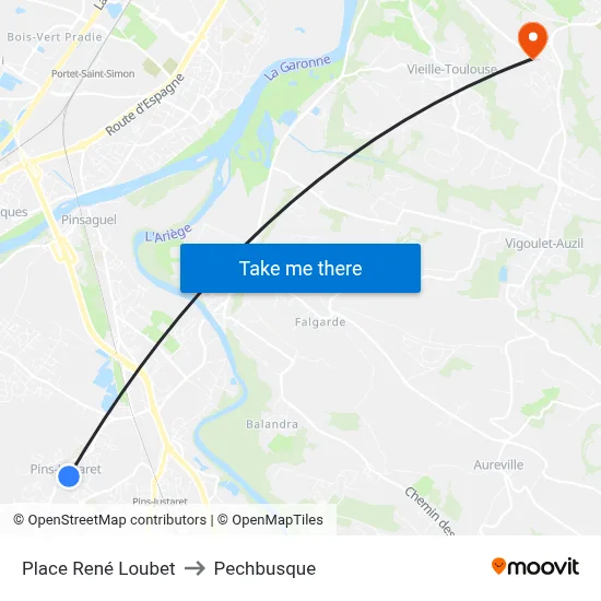 Place René Loubet to Pechbusque map