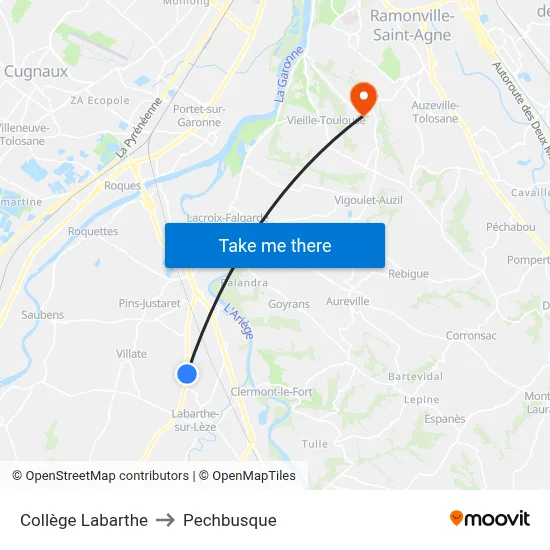 Collège Labarthe to Pechbusque map