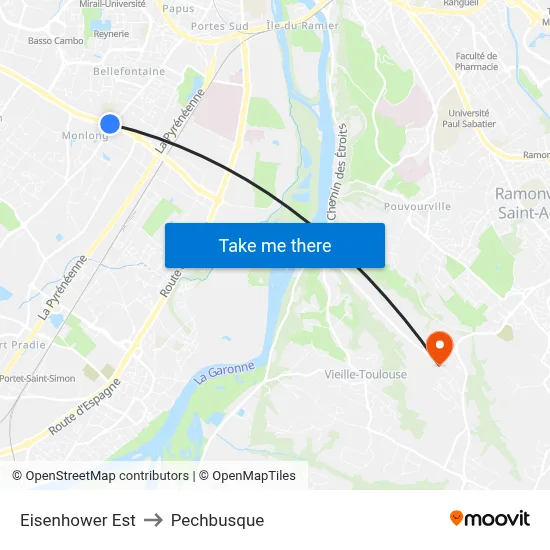 Eisenhower Est to Pechbusque map