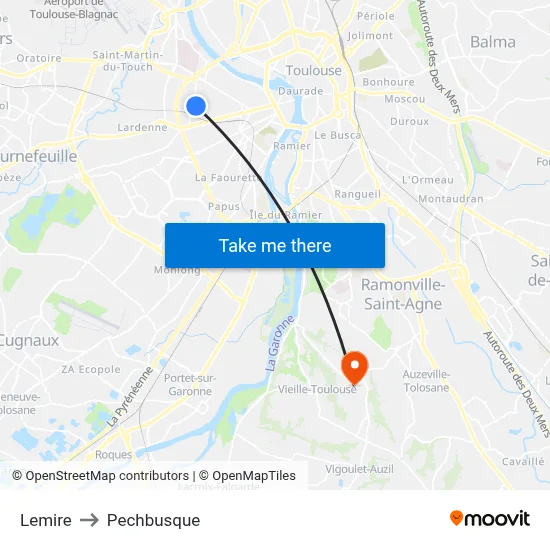 Lemire to Pechbusque map