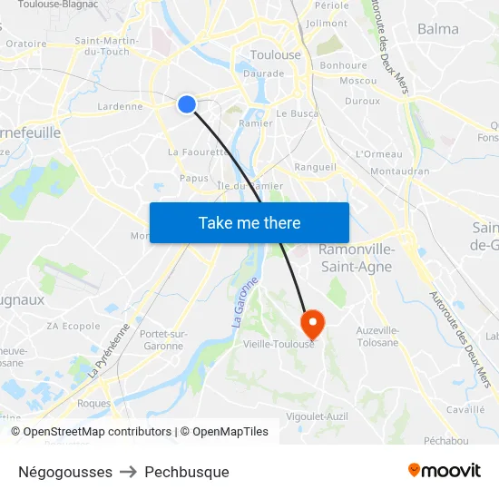 Négogousses to Pechbusque map