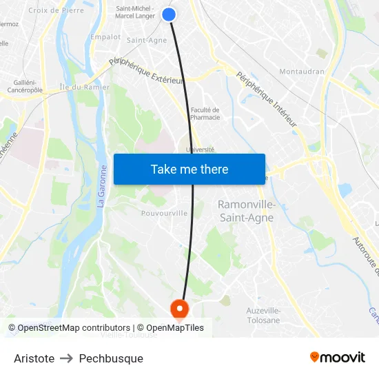 Aristote to Pechbusque map