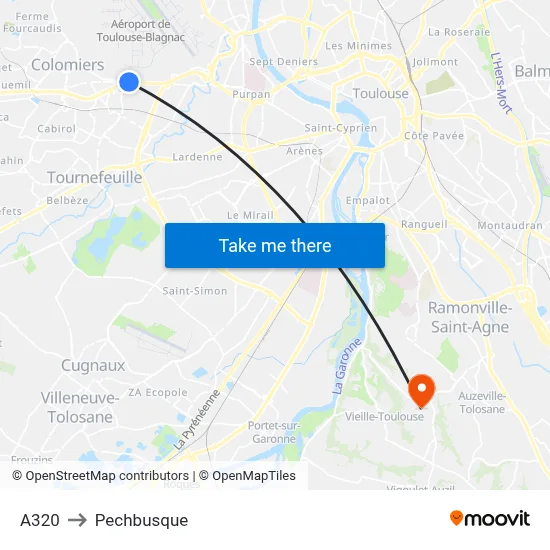 A320 to Pechbusque map