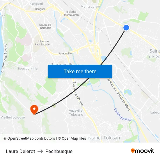 Laure Delerot to Pechbusque map
