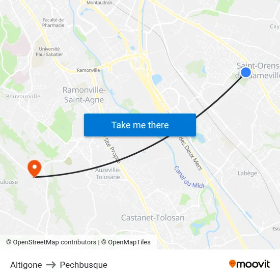 Altigone to Pechbusque map