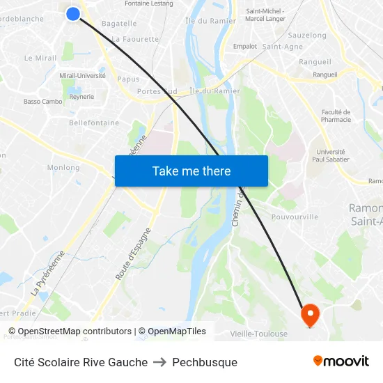 Cité Scolaire Rive Gauche to Pechbusque map