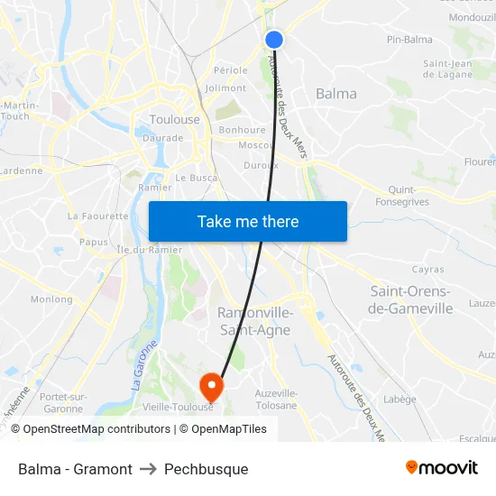 Balma - Gramont to Pechbusque map