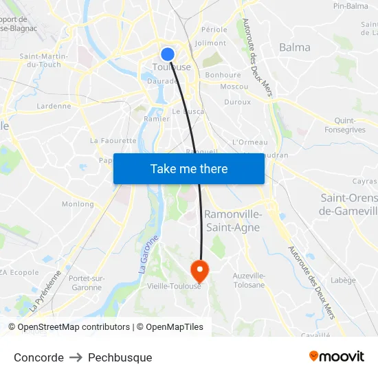 Concorde to Pechbusque map
