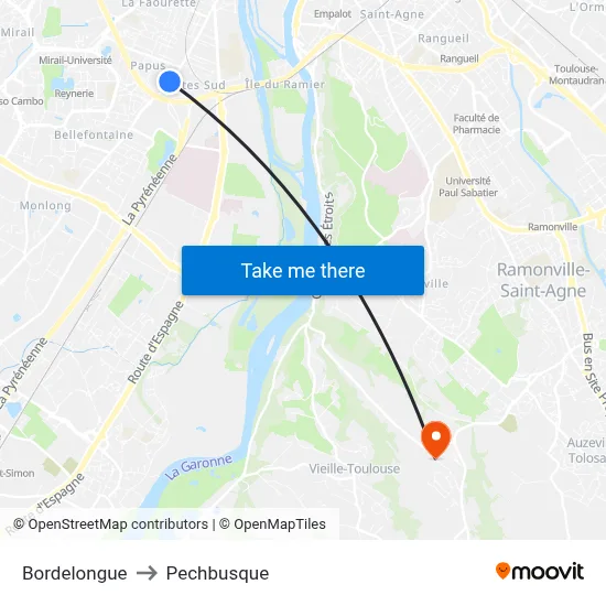 Bordelongue to Pechbusque map