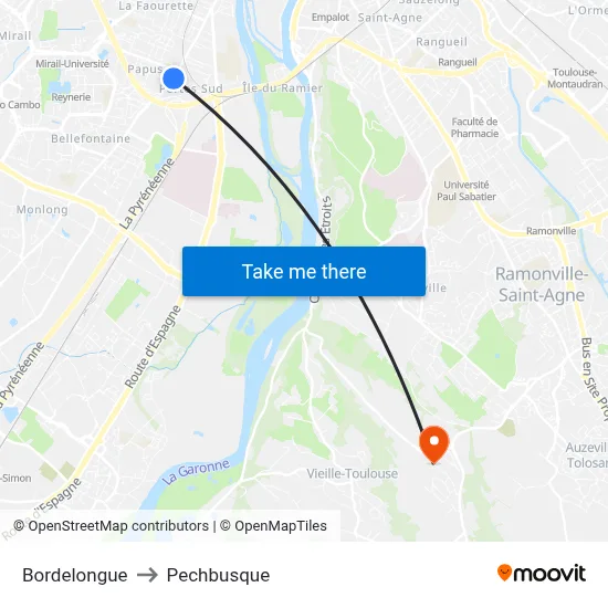 Bordelongue to Pechbusque map