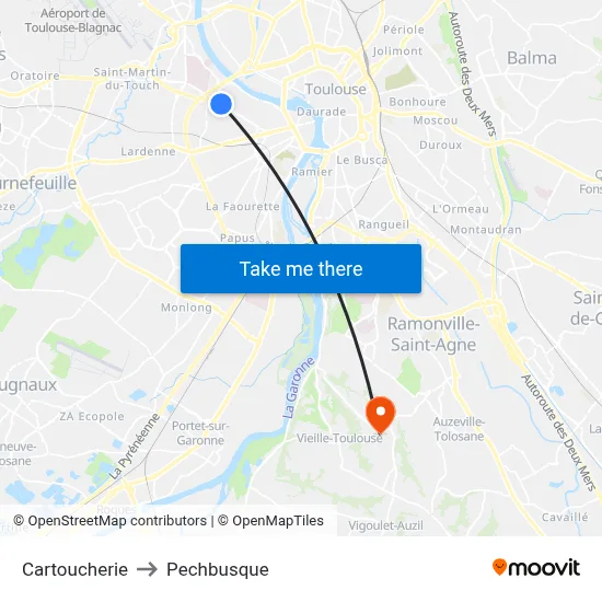 Cartoucherie to Pechbusque map