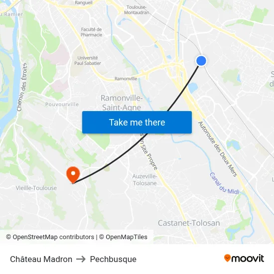 Château Madron to Pechbusque map
