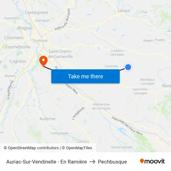 Auriac-Sur-Vendinelle - En Ramière to Pechbusque map