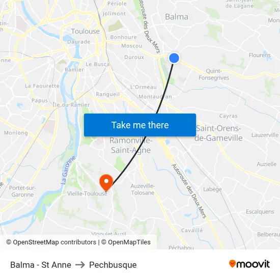 Balma - St Anne to Pechbusque map
