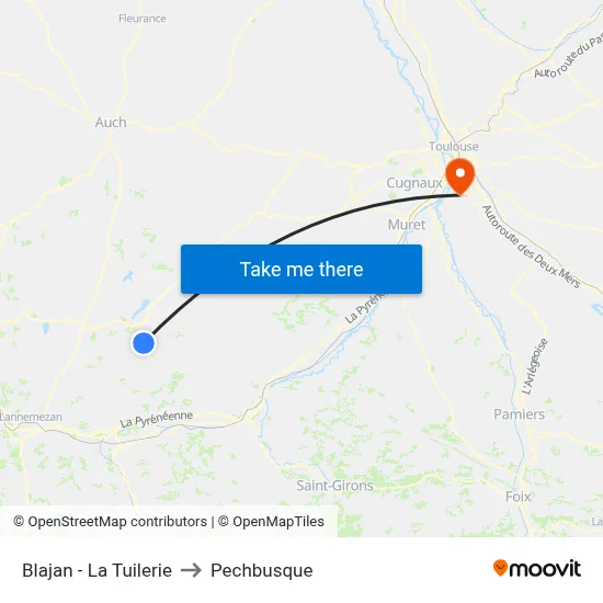 Blajan - La Tuilerie to Pechbusque map