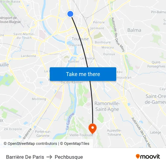 Barrière De Paris to Pechbusque map