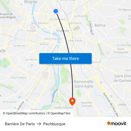 Barrière De Paris to Pechbusque map