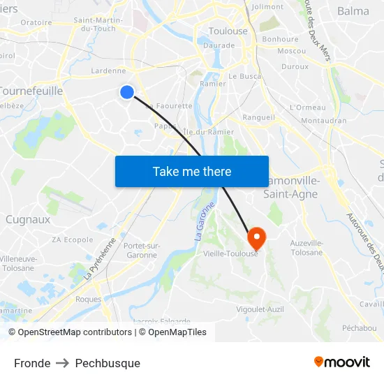 Fronde to Pechbusque map