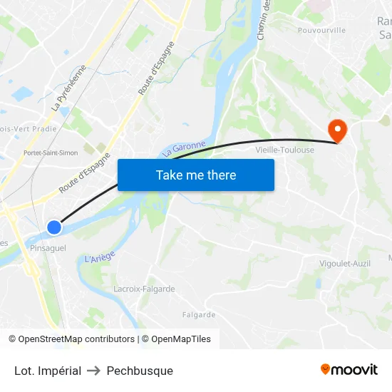 Lot. Impérial to Pechbusque map