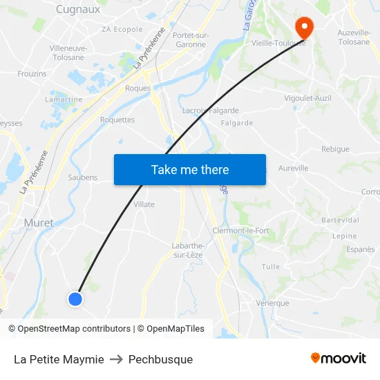 La Petite Maymie to Pechbusque map