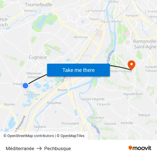 Méditerranée to Pechbusque map