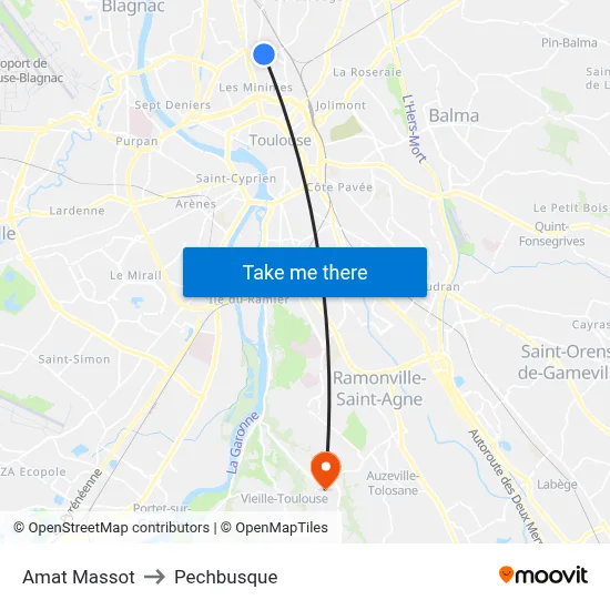 Amat Massot to Pechbusque map