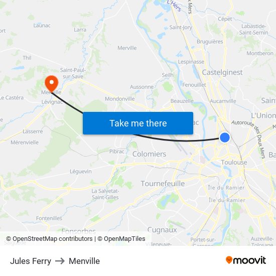 Jules Ferry to Menville map