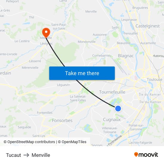 Tucaut to Menville map