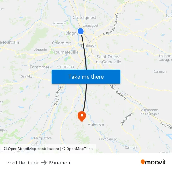 Pont De Rupé to Miremont map