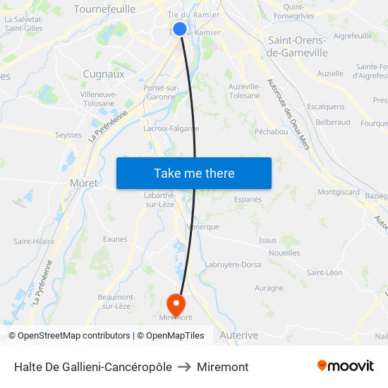 Halte De Gallieni-Cancéropôle to Miremont map