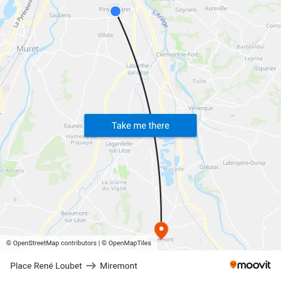 Place René Loubet to Miremont map
